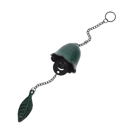 Happyyami Carillón De Viento Campanas De Viento Solares Colgantes Campana En Forma De Hoja Luces Solares De Afuera Puerta Timbre De Recepción Encanto Green Hierro Fundido