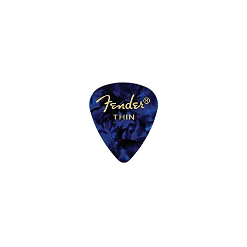 Fender 351 Shape Premium Plektren (12 Stück) für E-Gitarre, Akustikgitarre, Mandoline und Bass 351 - Thin Blau (Moto)