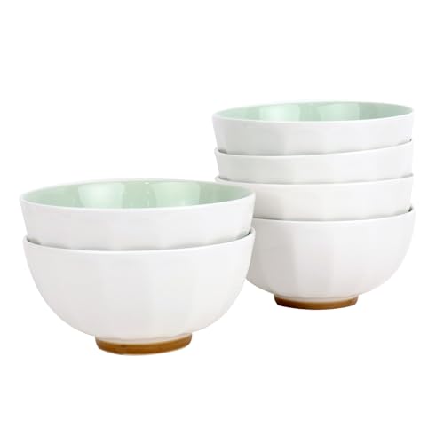 Image of QUANSHANGJU 6-Piece Pasta Bowls 24 oz, Green Porcelain 6 inch, Microwave Oven Dishwasher Safe Scratch Resistant