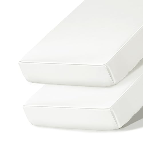 Image of Ersmak 2 Pack Satin Crib Sheets for Baby, Silky Comfy Breathable Crib Sheets for Standard Crib and Toddler Mattresses (White, 28 x 52 x 9 in)
