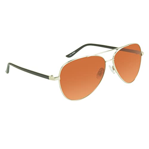 Image of proSPORT Blue Light Blocking Sunglasses - HD Copper Amber Metal Aviator Reduce Eye Strain Better Sleep