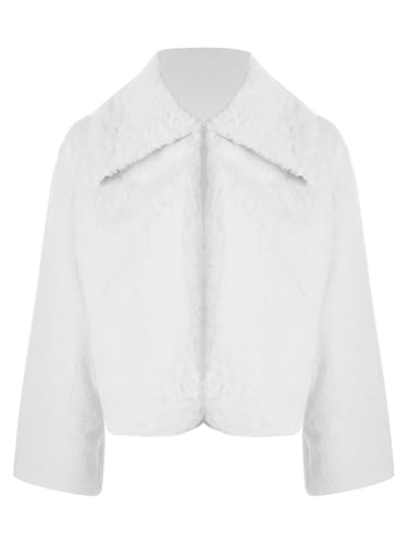 Kids Girls Faux Fur Jacket Coat Long Sleeve Open Front Bolero Jacket Outerwear Fall Winter Coat