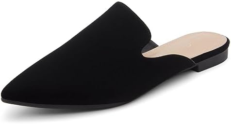 Shoe Land Womens Cally Mules Flats Pointed Toe Backless Loafers Slip on Flat Slides