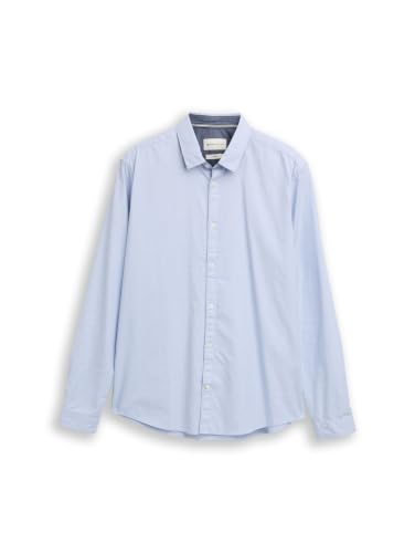 TOM TAILOR Herren Slim Fit Hemd mit Struktur 1023881, 24183 - Light Blue White Structure, S – Ansicht 5