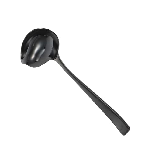 CONGARTENO Cucchiaio da Salsa in Acciaio Inossidabile Nero con Lungo Cucchiaio e Leggero per Cucina e Tavola Design Semplice e Robusto Resistente e Facile da