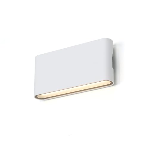 Alpinaluz Aplique de Pared LED Moderno Aluminio Blanco 12W Luz Arriba y Abajo 2700K Luz Cálida IP54 para Exterior e Interior, Baño, Balcón, Terraza, Patio