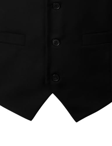 JEMITOP Men's Classic Slim Fit Dress Vest Formal Wedding Prom Business Tuxedo Suit Vest Waistcoat with Pocket Black XXL