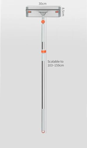 Image of Flat Floor Cleaning Mop with 360 Rotating Head & Dual-Sided Microfiber Pad | Extendable Handle (59-75 cm) with Built-in Scraper | for Tiles, Wooden Floors, Marble & Home Cleaning