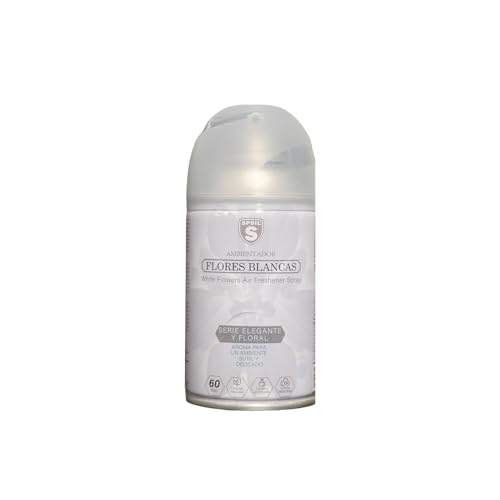 SPSIL Pro Spray Ambientador para Casa y Baño Flores Blancas 250ml-Fragancia Larga Duración 60 Días,Elimina Malos Olores,con Extractos Naturales,para Difusor Automático o Uso Manual