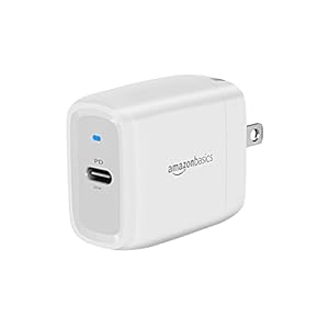 Amazon Basics 30W One-Port GaN USB-C Wall Charger with Power Delivery PD for Tablets & Phones (iPhone 16/15/14/13/12/11/X, iPad, Samsung, and More), Non-PPS, White
