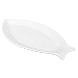 BRIGHTFUFU Keramik Fischform Servierteller 14 Zoll Fisch Servierplatte für Sushi Vorspeisen und Snacks Glatte Oberfläche Spülmaschinengeeignet für Restaurant und Zuhause