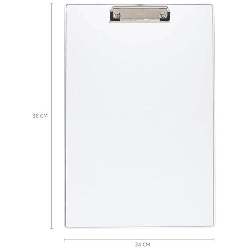 Image of CoolZONE A4 Transparent Clipboard with Pad | Clear Writing Board for Tracing, Forms, Checklists & Notes | Lightweight Sturdy Clipboard for Office, School, College & Students | Secure Metal Clip