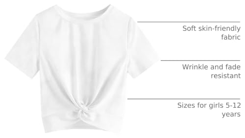 Image of Girls Shirts Casual Summer Twist Front Tunic Blouses Cute Tee Shirt Tops Size 5-14 Years