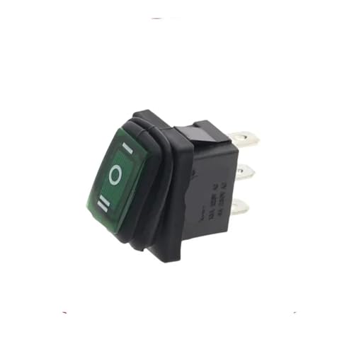 Interrupteur à bascule KCD1 vert à 3 broches et 3 positions AC 250V/6A