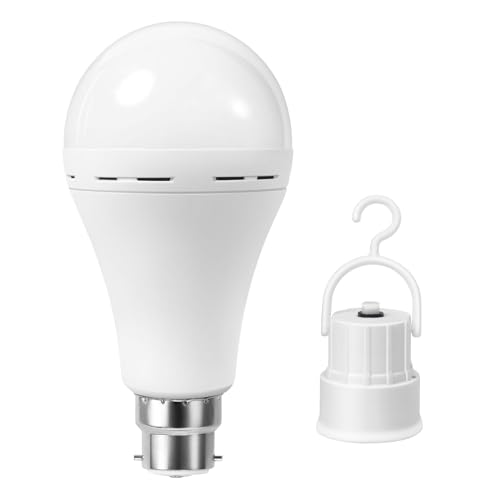EXTRASTAR 9W Emergency Rechargeable LED Light Bulb, 820LM, 61W Equivalent, B22 Bayonet Cap Energy Saving Lightbulbs 6500K, Suit for Power Emergency