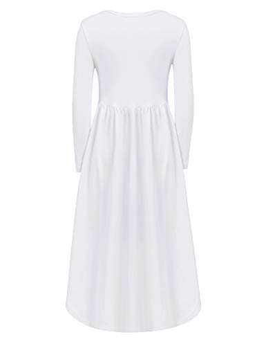 Arshiner Girls Maxi Dress Long Sleeve Long Dress Size 8 White Maxi Dress With Pockets #TOP7