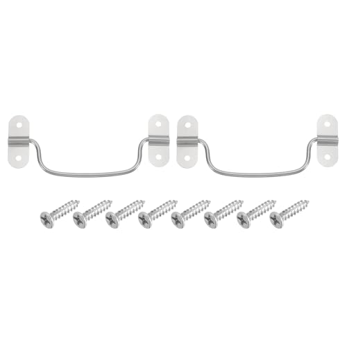 uxcell 2Pcs Chest Handles, 120 x 42mm Side Ring Pull Lifting Handle, Metal Wooden Box Puller Handles with Screws for Home Toolbox Case Drawer, Silver