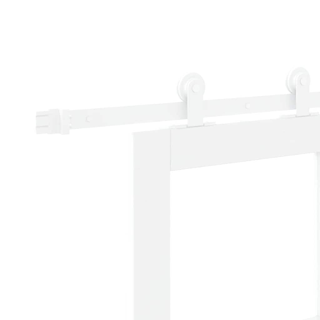 vidaXL Puerta Deslizante Orkdal Blanca Madera Engineered y Cristal 83 X 211 cm con Juego de Hardware para Riel Uso Interior Moderno Contemporáneo Duradera Laqueada Entrada