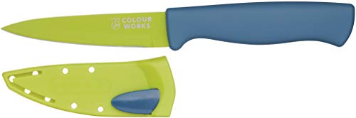 Colourworks Cuchillo Mondador con Funda para Afilar Cuchillos Edgekeeper, Acero Inoxidable, Verde, 9,5 cm