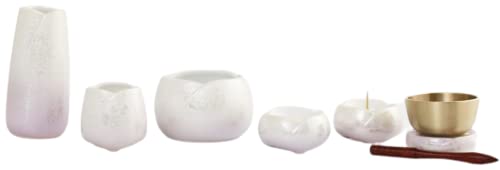 京仏壇はやし おりん付き 仏具セット やわらぎ カルムラスター彩5点・ おりんセット 中 オリジナルクロスセット (2) パープル