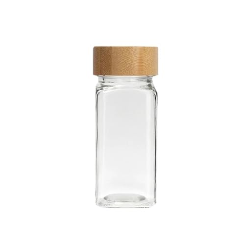 HUIJIQX 12 tarros de especias de vidrio cuadrados transparentes para almacenamiento de condimentos de cocina, sal y pimienta molida, herramientas de sellado (B)