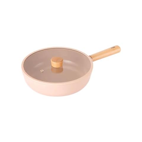 Neoflam FIKA Kitchen 10-Inch Nonstick Stir Frying Chef Wok with Glass Lid, Healthy Cooking Non Stick Ceramic Coating Skillet with Wood Handle, Induction Compatible Multi Pan, Made in Korea (26cm) Cover