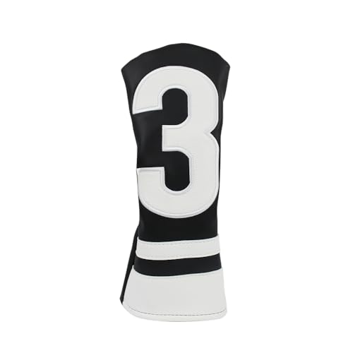 Scott Edward Golf Club Covers 3 Pcs/1Pcs, PU Numbered 1 3 5 Golf Headcovers for Driver and Fairway Wood Fit Most Golf Clubs Classic Look White number
