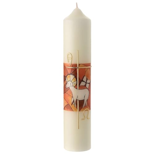 Golden Cross Lamb of God Candle 30x6 cm