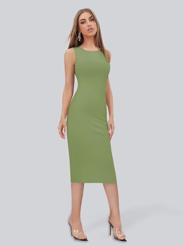 Image of Toochki Women's Spandex Solid Bodycon Western Dress | A line | Winter Dress | Western | | Trendy | Midi Body Hugging