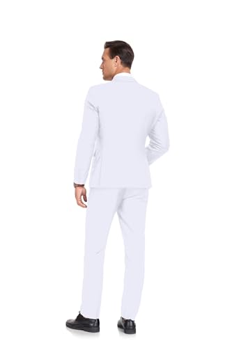 Men's Suit Slim Fit 2 Piece Single Breasted Wedding Suits for Men White Prom Tuxedo Business Suit Blazer Pants Set XS4