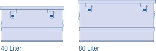ALUTEC Aluminiumbox BASIC 80 (Inhalt 80 l, Innenmaße (LxBxH) 750 X 355 X 300 mm, staub-/spritzwassergeschützt, Werkzeugbox, Aufbewahrungskiste, Gewicht 4,18 kg) 10080