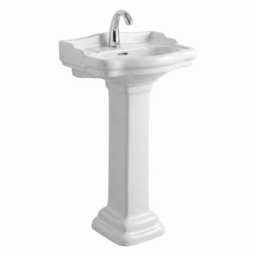 Fine Fixtures Roosevelt Bathroom Pedestal Sink &ndash; 18-Inch Small Pedestal Sink, Durable Vitreous...