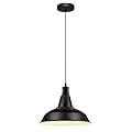 LOEHINLE Pendant Light Fixtures, Vintage Farmhouse Hanging Lighting Fixture with Metal Shade, Industrial Barn Lights for Hallway, Kitchen Island, Sink, Dining Room, Living Room, Black, 12.2in