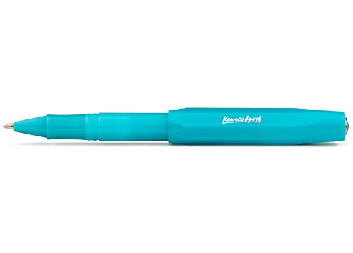 Kaweco FROSTED SPORT Rollerball Light Blueberry I Gel- / Kugelschreiber aus hochwertigem Kunststoff mit Keramikkugel I Trendiger Kuli in Beige I 13 g Tintenroller mit 0.7 mm Mine I Gelroller 13,5 cm