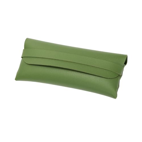 Image of Faux Leather Pen and Pencil Case with Tuck in Flap Stationery Bag for Student Lightweight Design (Faux Leather,Green /FL)