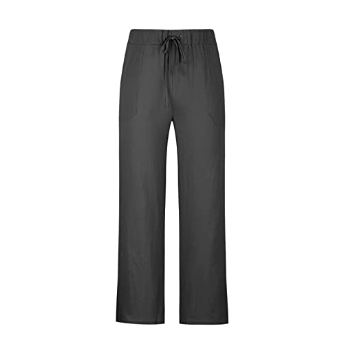 Muscularfit Mens Lounge Pants Big and Tall Drawstring Stretch Cotton Linen Trouser Big and Tall Solid Straight Legs Pockets4