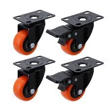 Castor 2 Wheels with Lock & 2 Wheels Without Lock 185kg Load Capacity - 1.5 inch (1 Set of 4 pcs - Black)