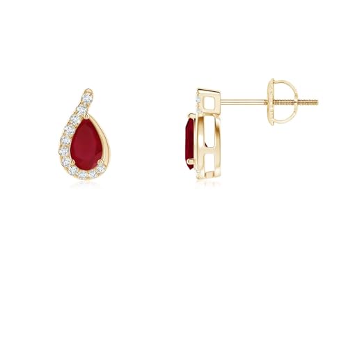 ANGARA Natural Ruby Earrings for Women | Pear Ruby Earrings with ...