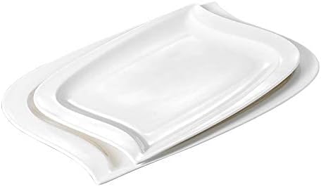 MALACASA, Series Flora, Dinner Plate Set with 1-Piece 11" Rectangular Plate and 1-Piece 13.25" Rectangular Plate Serving Platters Tray, Set of 2