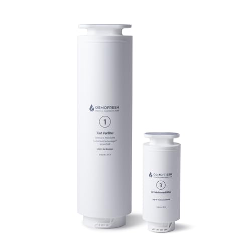 OsmoFresh Filterset Flow800 – Ersatzfilter Nr. 1 & 3 | Aktivkohle-Nachfilter | Membranschutz | ScaleShield | Mineralisierung für besseren Geschmack | Frisches Osmosewasser jederzeit genießen!