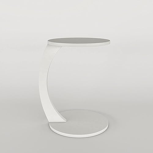 Image of Stylish Coffee Tables Made of Wood with a Stunning Walnut Appearance, Little Side Tables in The Shape of a C, and Round Tables-White