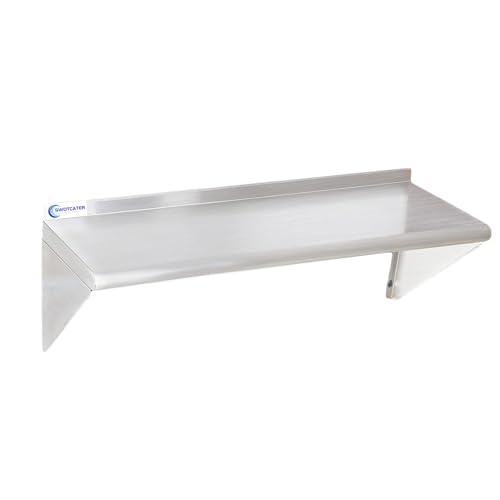 Image of Stainless Steel Shelf 12 inchx36 inch, Space-Saving Wall Mounted Shelving, 280lb Heavy Duty Steel Shelves with Easy-Clean Surface for Kitchen, Restaurant, Bar, Hotel (Commercial & Home Use)