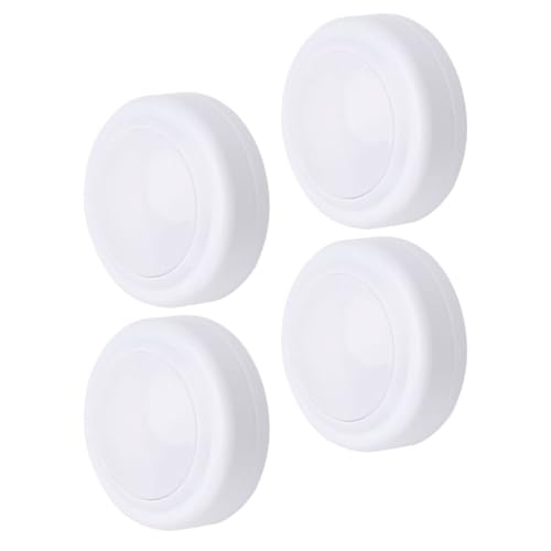 ifundom Lámpara Nocturna Inalámbrica LED Táctil, 4 Piezas Carcasa white, Luz Pequeña para Armario, Alimentada por Pilas, Adecuada para Dormitorio y Áreas Comunes