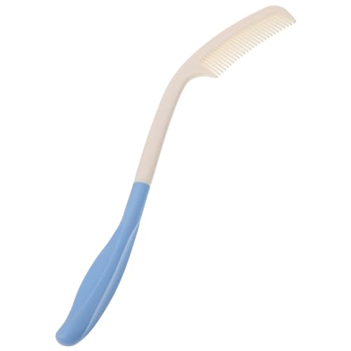 iplusmile Peine De Plástico Reutilizable De Mango Largo Curvado Para Personas Mayores y Discapacitadas, Color Azul y Blanco, Herramienta De Cuidado Personal Para Uso Doméstico