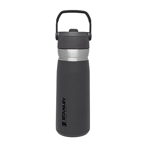 Stanley IceFlow Stainless Steel Bottle with Straw, Vacuum Insulated Water Bottle for Home, Office or Car, Reusable Leakproof Cup with Straw and Handle Charcoal, 22OZ