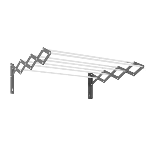 Image of BonKaso Multi 7 Rod Foldable Clothes Drying Stand | Heavy Duty, Rust-Free, Stainless Steel, Wall Mounted Cloth Dryer Rack for Indoor & Outdoor | Expandable (2 Feet) (61D x 62W x 19H cm)
