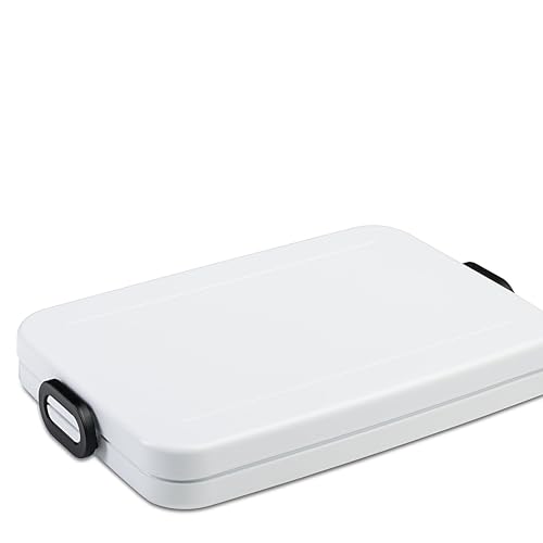 Mepal - Lunchbox Take A Break flach - Ideale Brotdose für Laptoptasche oder Rucksack - Flach geformte Essensbox für 2 Sandwiches oder 4 Scheiben Brot - 800 ml - White