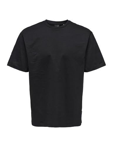 ONLY & SONS Herren Rundhals T-Shirt ONSFRED - Relaxed Fit S-XXL Schwarz Weiss, Größe:S, Farbe:Black 22022532