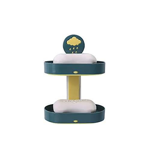 Image of UMAI Soap Holder | 2-Tier Bathroom Soap Tray | Kitchen Sink Dish | Wash Basin SoapHolder | Hanging Sink Organizer Plate | Self Adheshive SoapDish | Blue