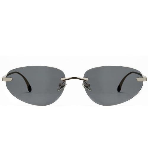 Cyxus Rerto Rimless Sunglasses For Men And Women Triangle Vintage Glasse Tinted Eyewear 1172